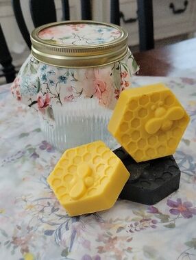 Handmade Tallow Gardeners Hand Soap , Honeycoomb Shaped Garden Soap.